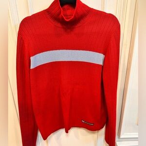 Vintage Abercrombie & Fitch Red and Blue Men’s turtleneck Sweater